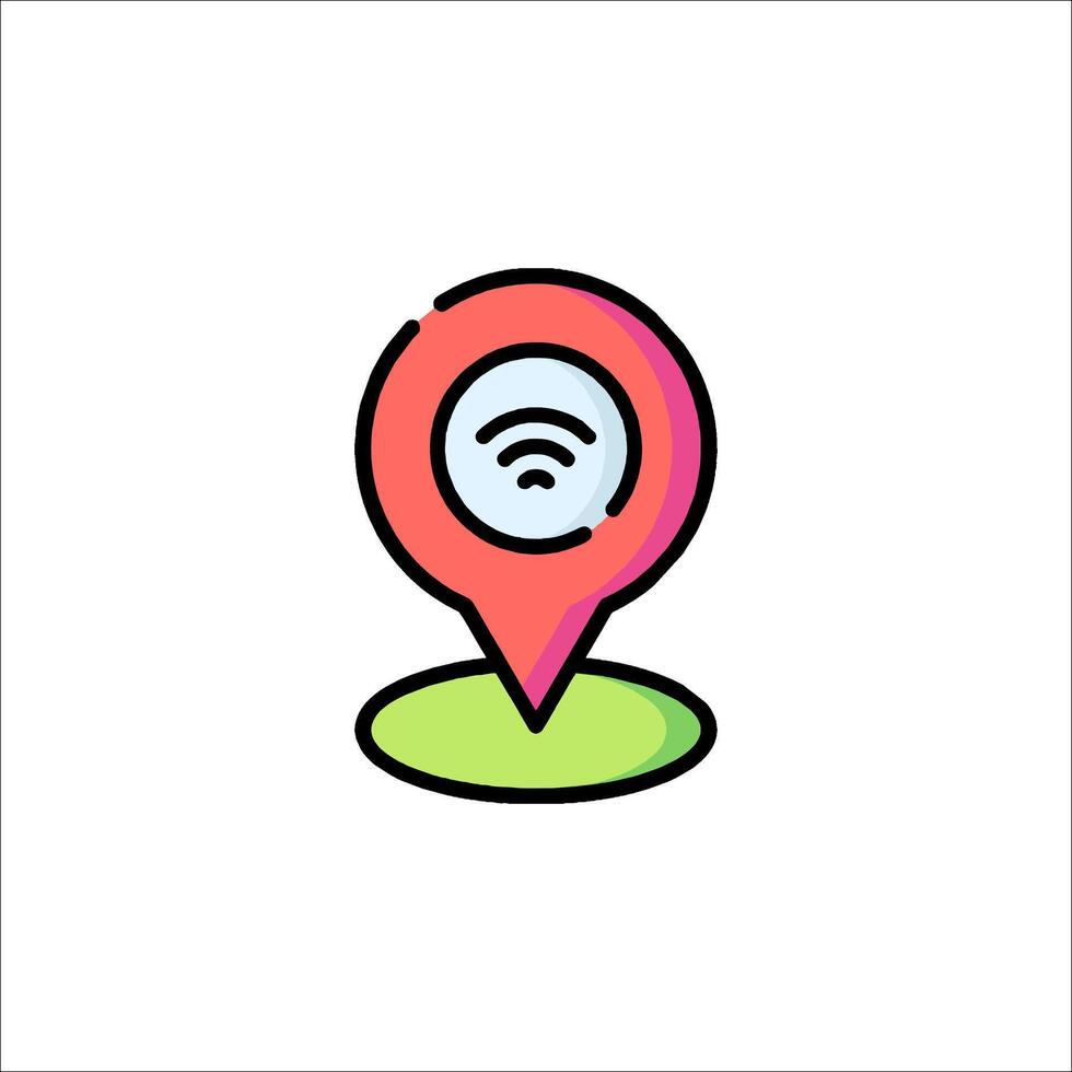 A wifi icon with a map pointer vector