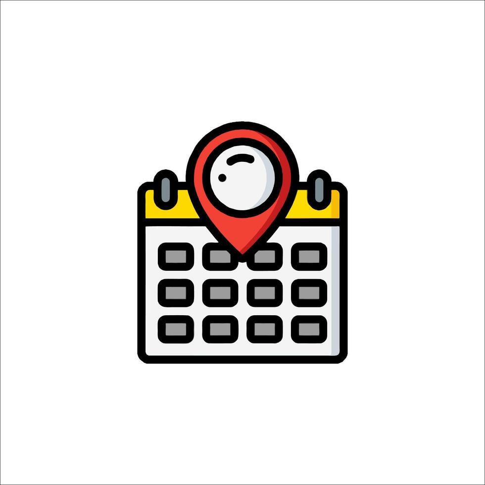 A calendar icon with a pin on it vector