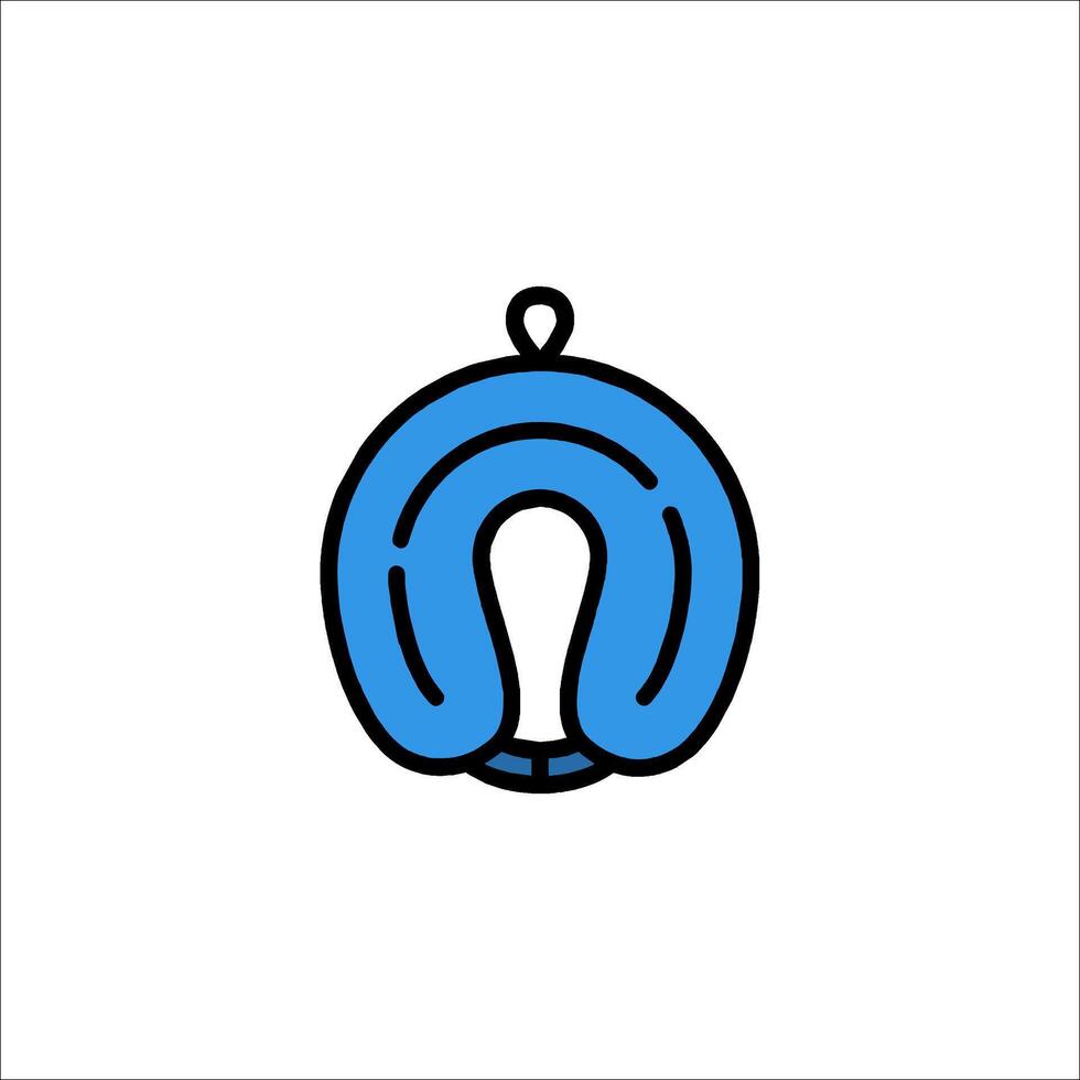 A blue and black circle with a hook on it vector