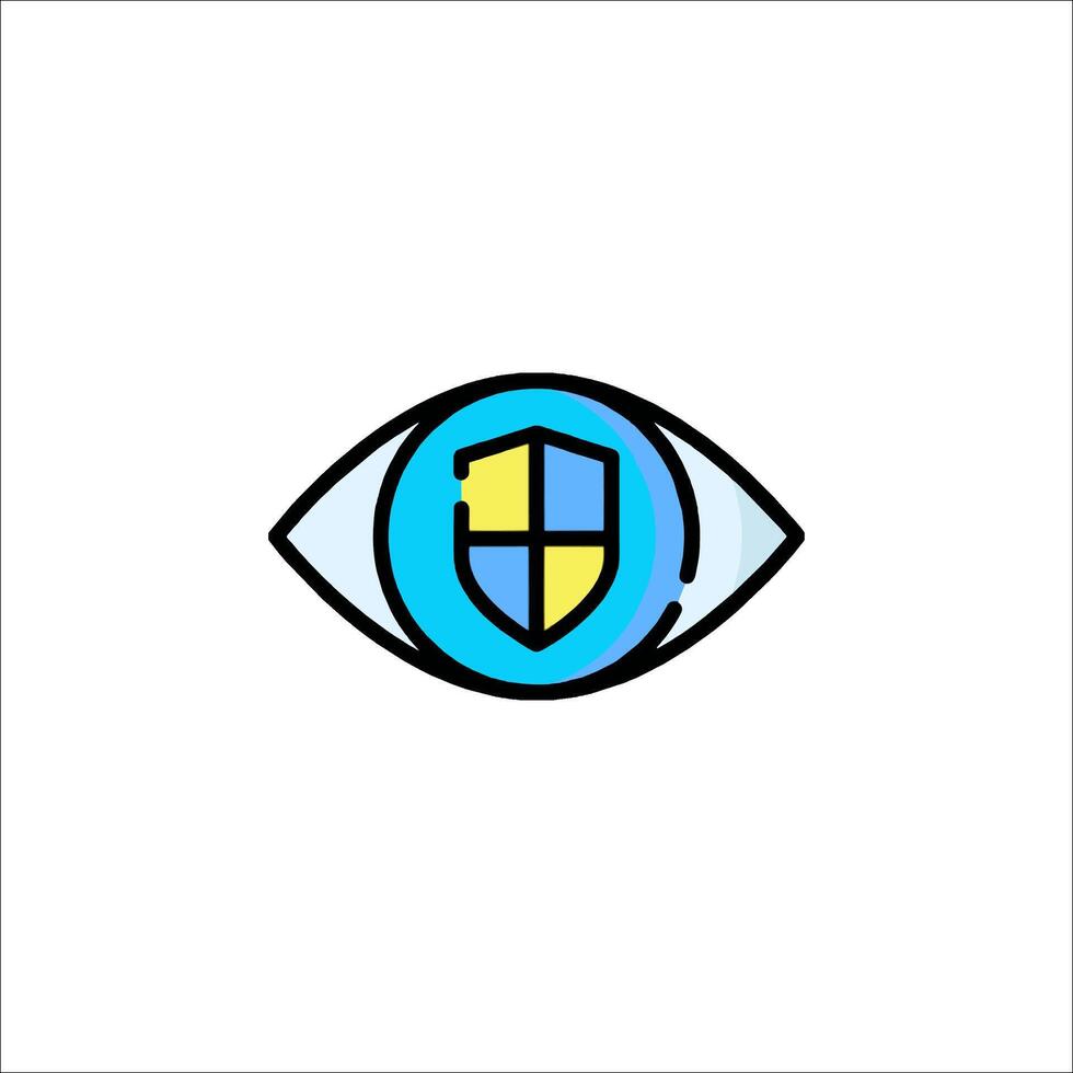 An eye with a shield on it, with a shield icon vector