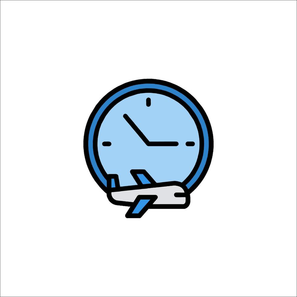 A clock with a plane and a plane on it vector