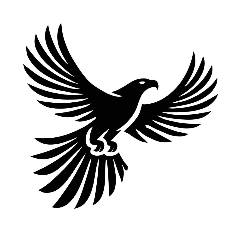 A black and white bird flying in the air vector
