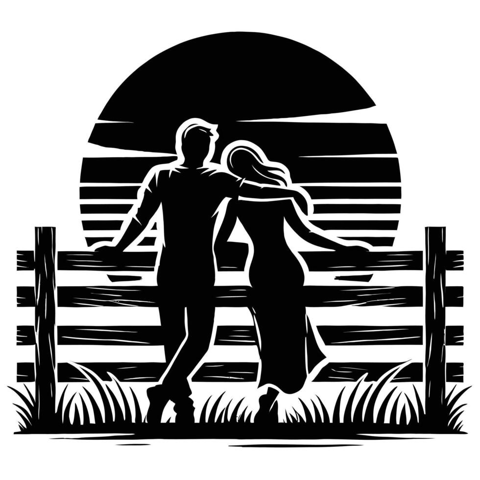 Couple in the sunset vector
