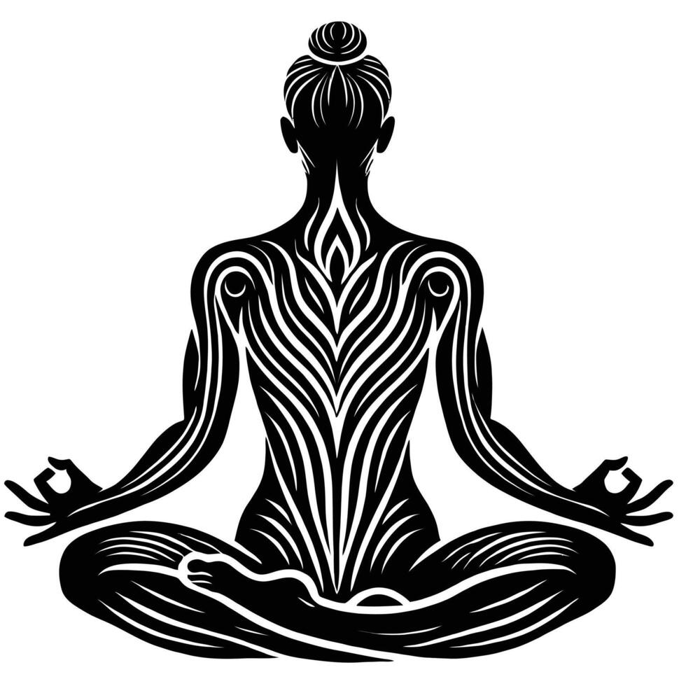 Yoga woman in lotus position vector