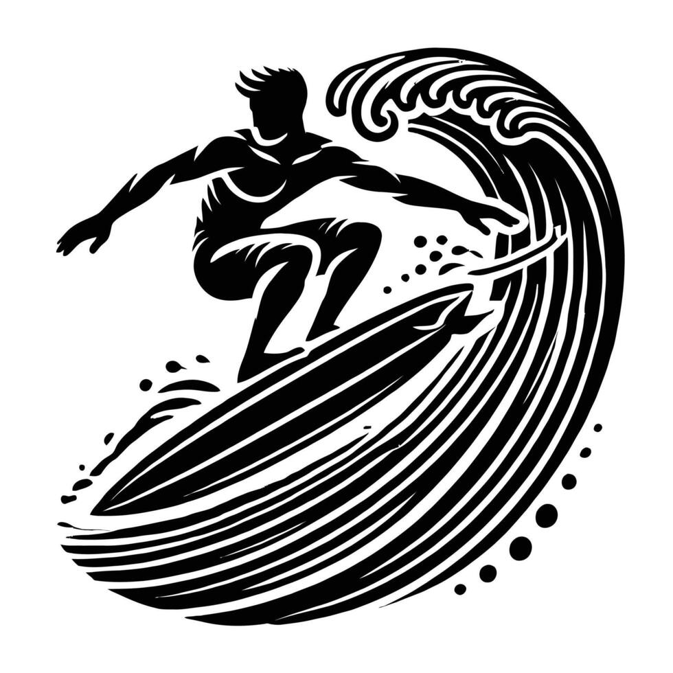 Surfer on a wave illustration vector