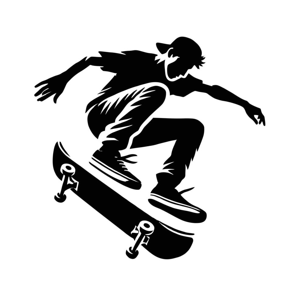 A silhouette of a man on a skateboard vector