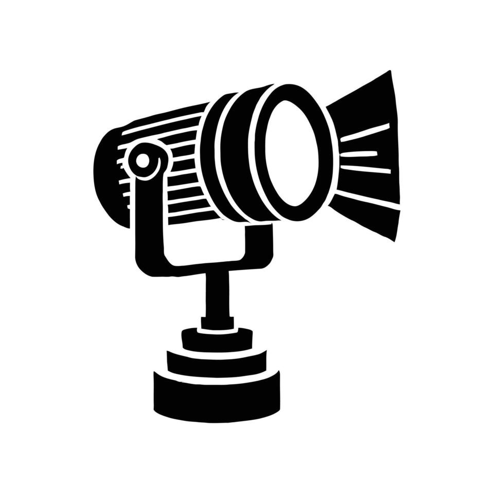 A black and white illustration of a spotlight vector