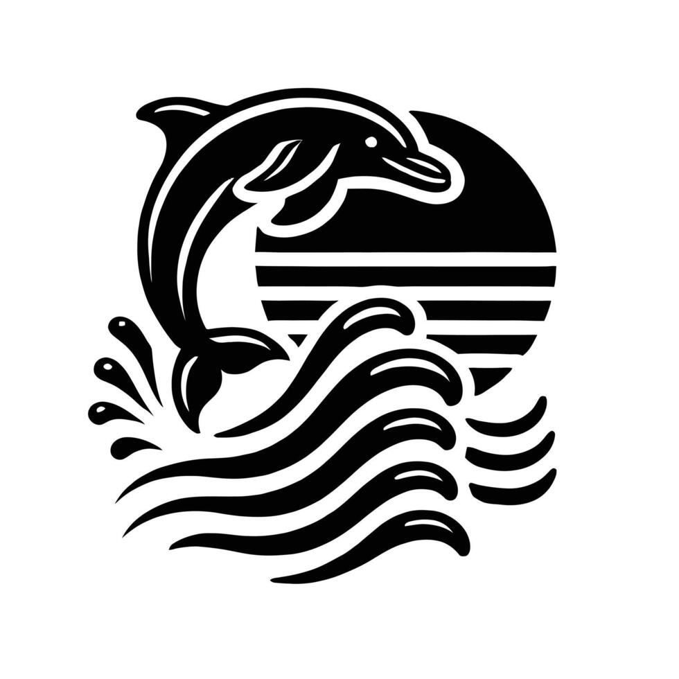 Dolphin jumping over waves illustration vector
