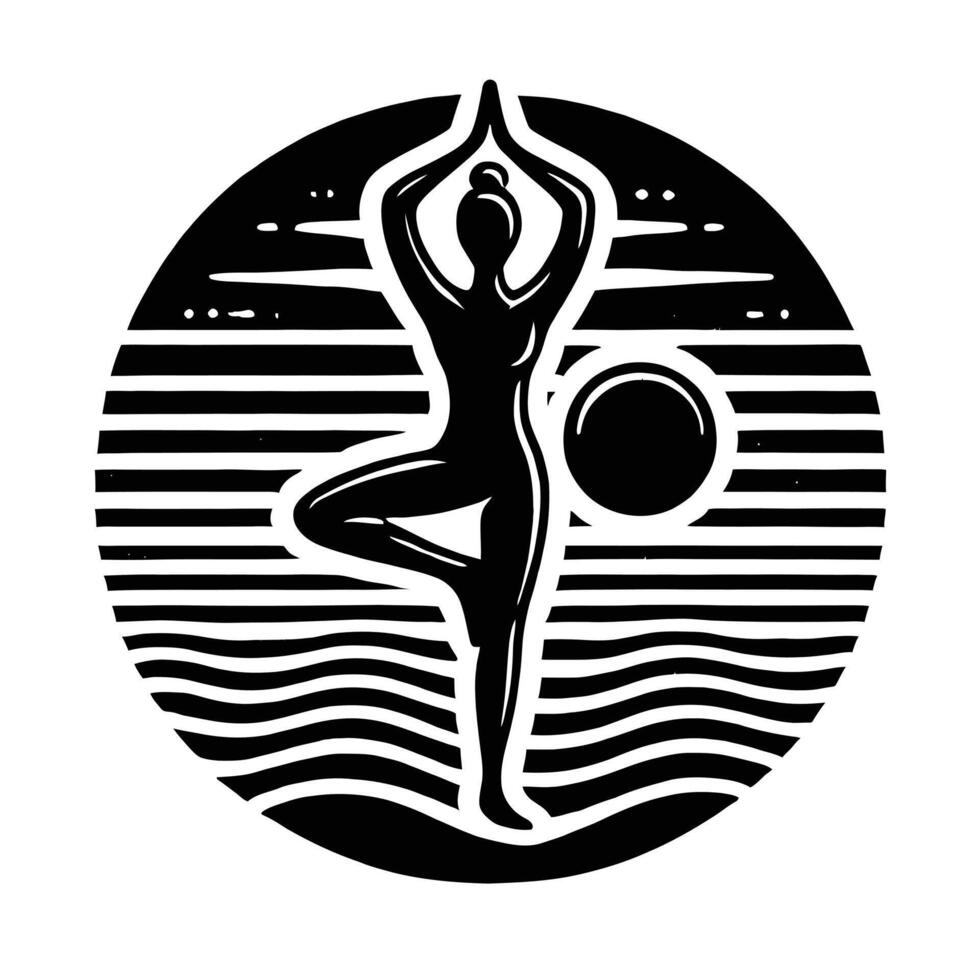 Yoga logo with a silhouette of a woman in a pose vector