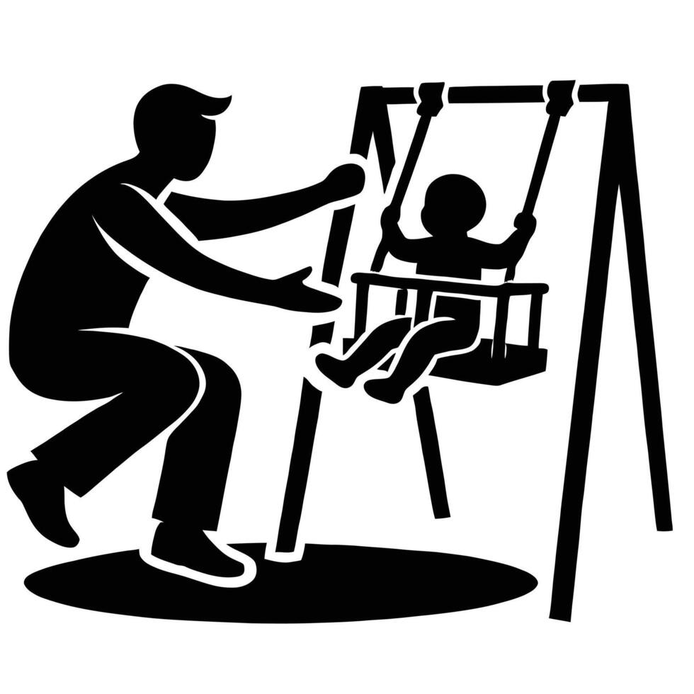 Father and son on swing clipart vector