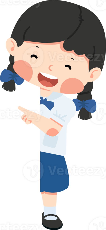 Happy girl student an empty white board cartoon png