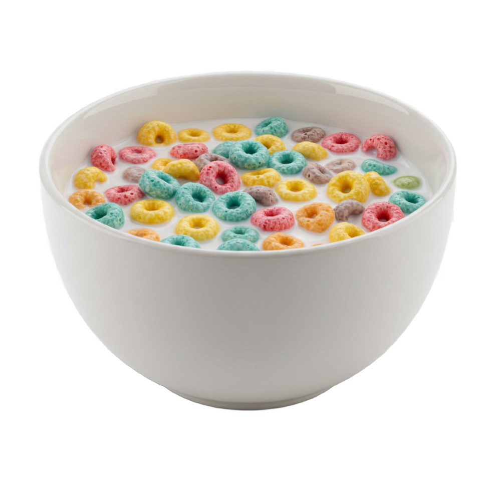 bowl of cereal with milk isolated on transparent background png