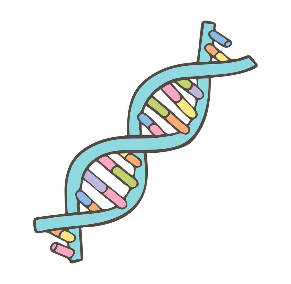 illustration of blue spiral DNA double helix isolated on white background vector
