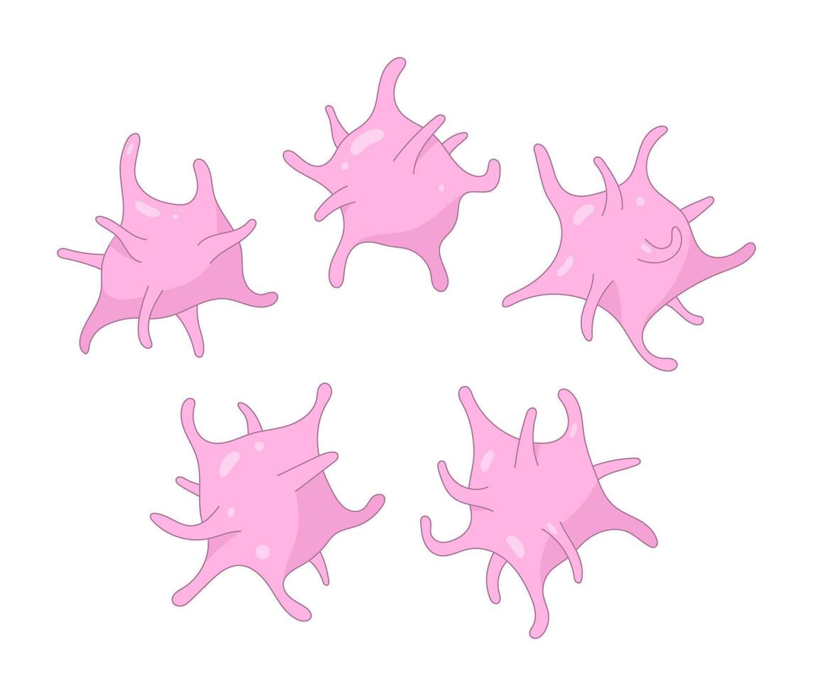Set of pink Platelet cells. Thrombocytes vector