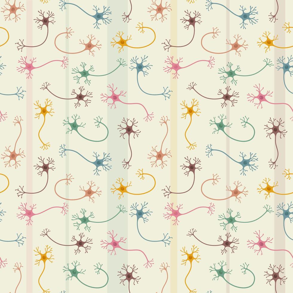Colorful print with neurons. Science background vector