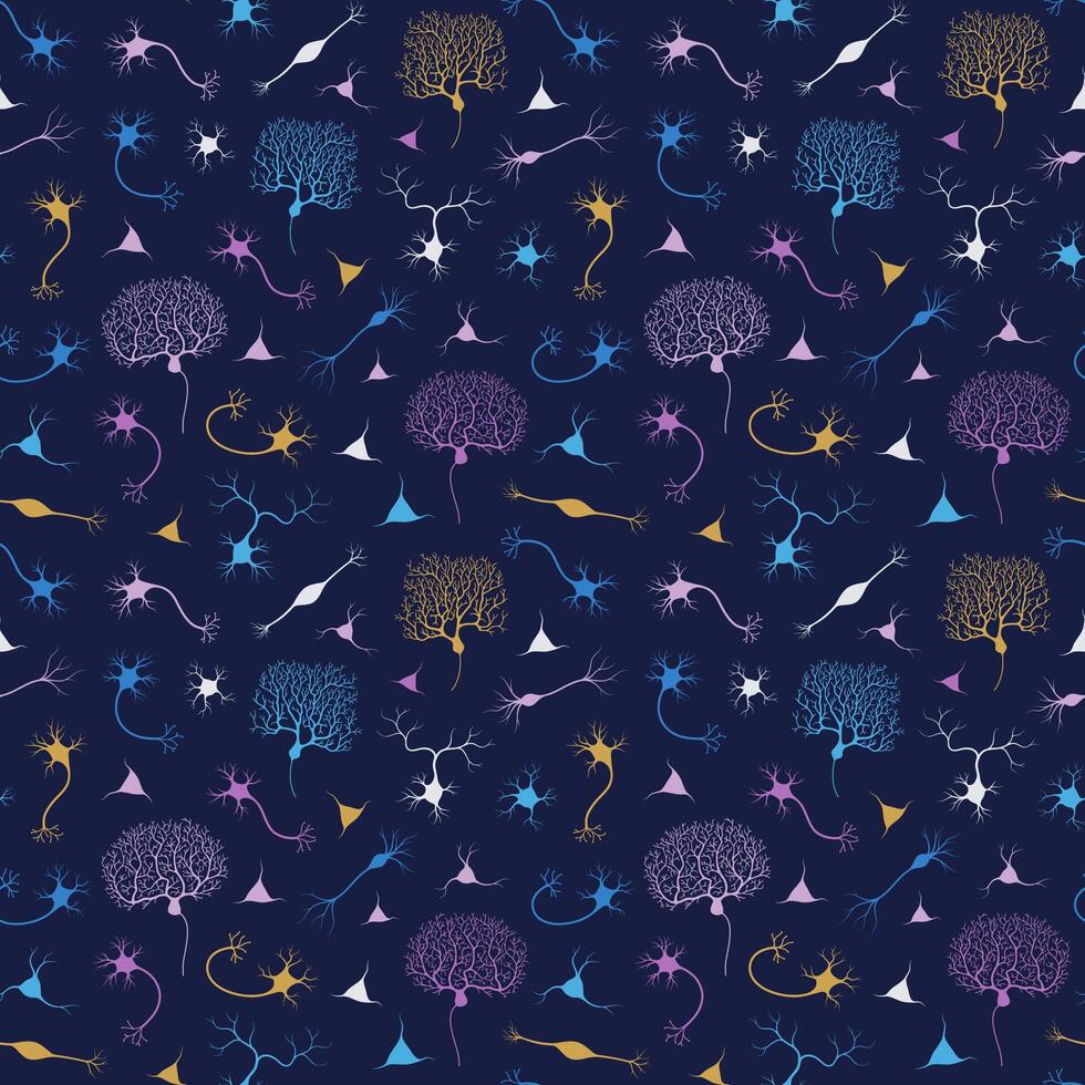 Seamless background with neurons. Science print vector