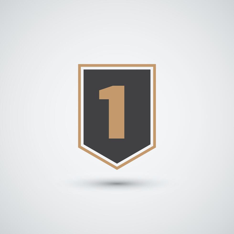 Number one shield and flag logo design template icon vector