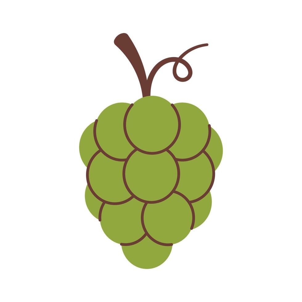 Grape icon. Green grape illustration. Organic vitamins and healthy nutrition. Isolated bunch of grapes. Flat design, doodle style. Graphic print for t-short. vector