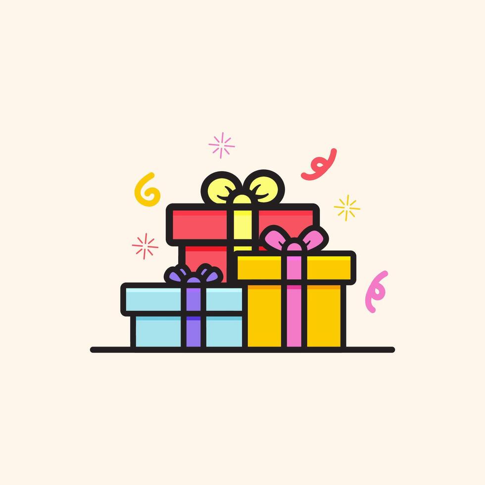 Stack of Colorful Gift Boxes with Festive Decorations vector