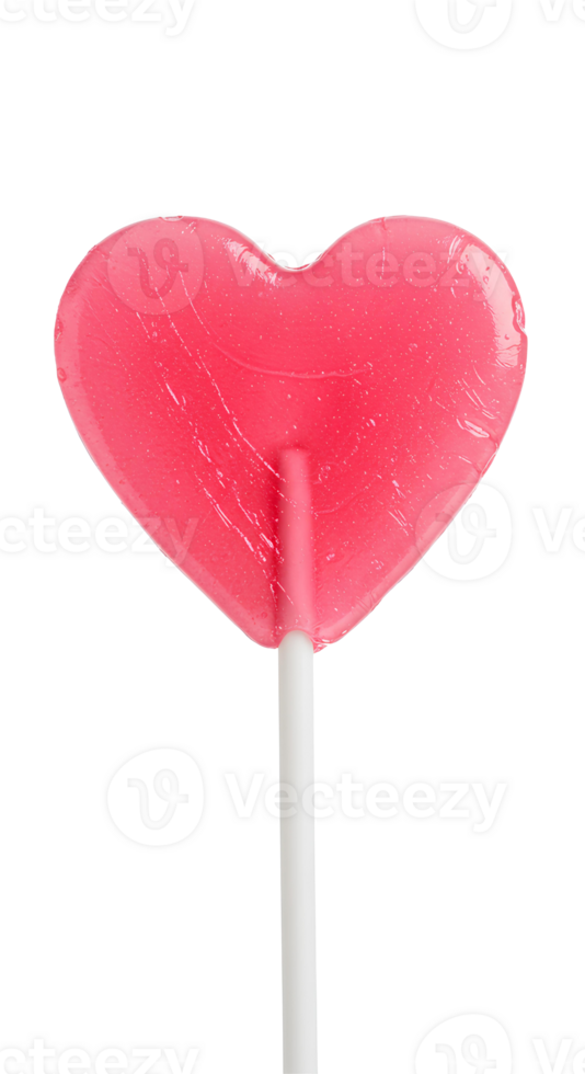 Valentine heart lollipop featuring a glossy pink candy with a classic swirled or smooth texture ideal for love-themed projects and festive decorations png