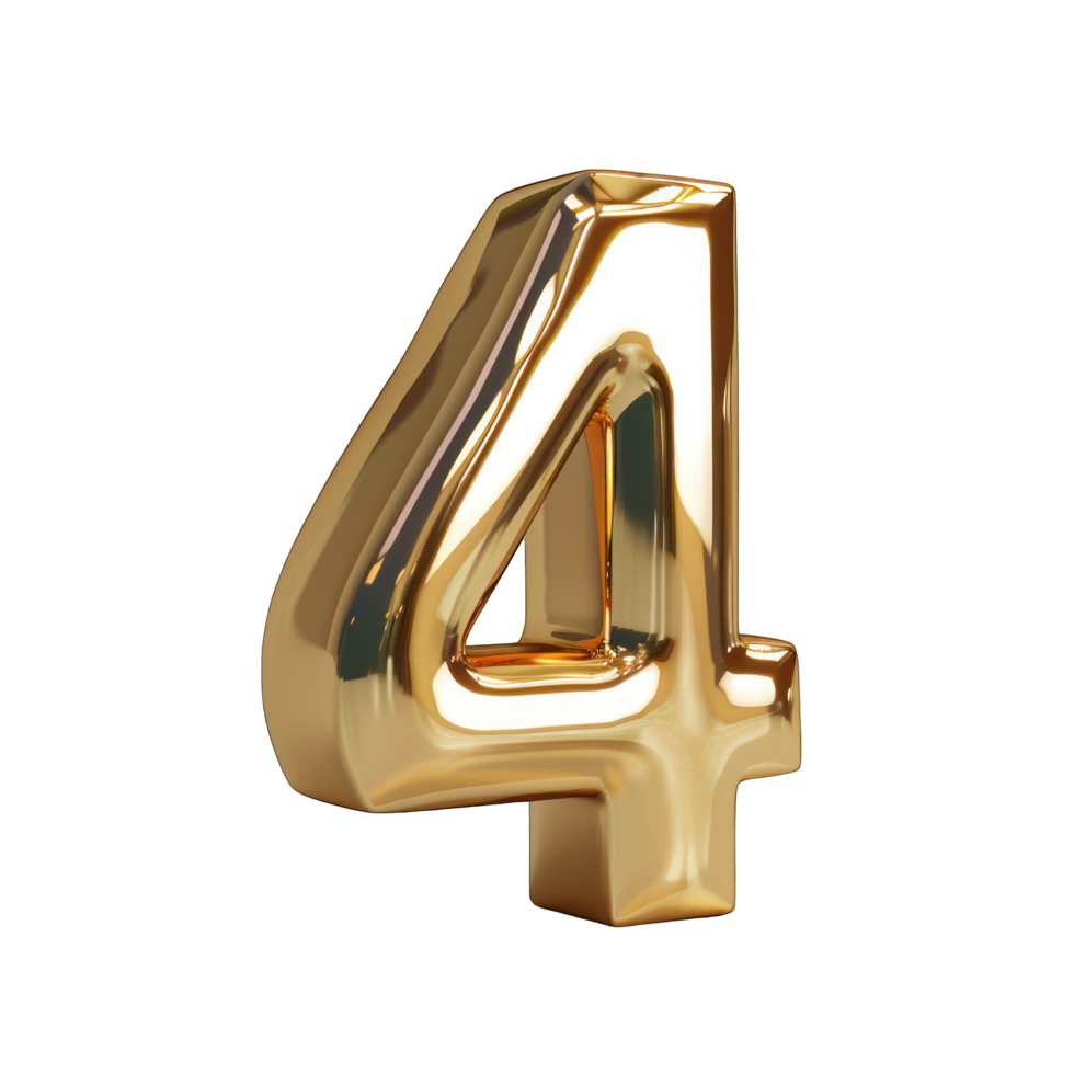 A Foil helium balloon number 4 no background png