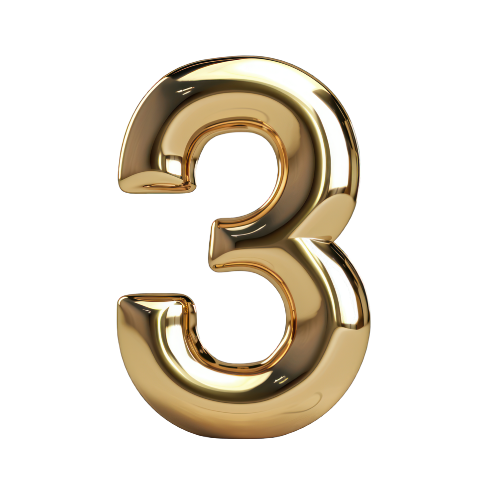A Foil helium balloon number 3 with no background png