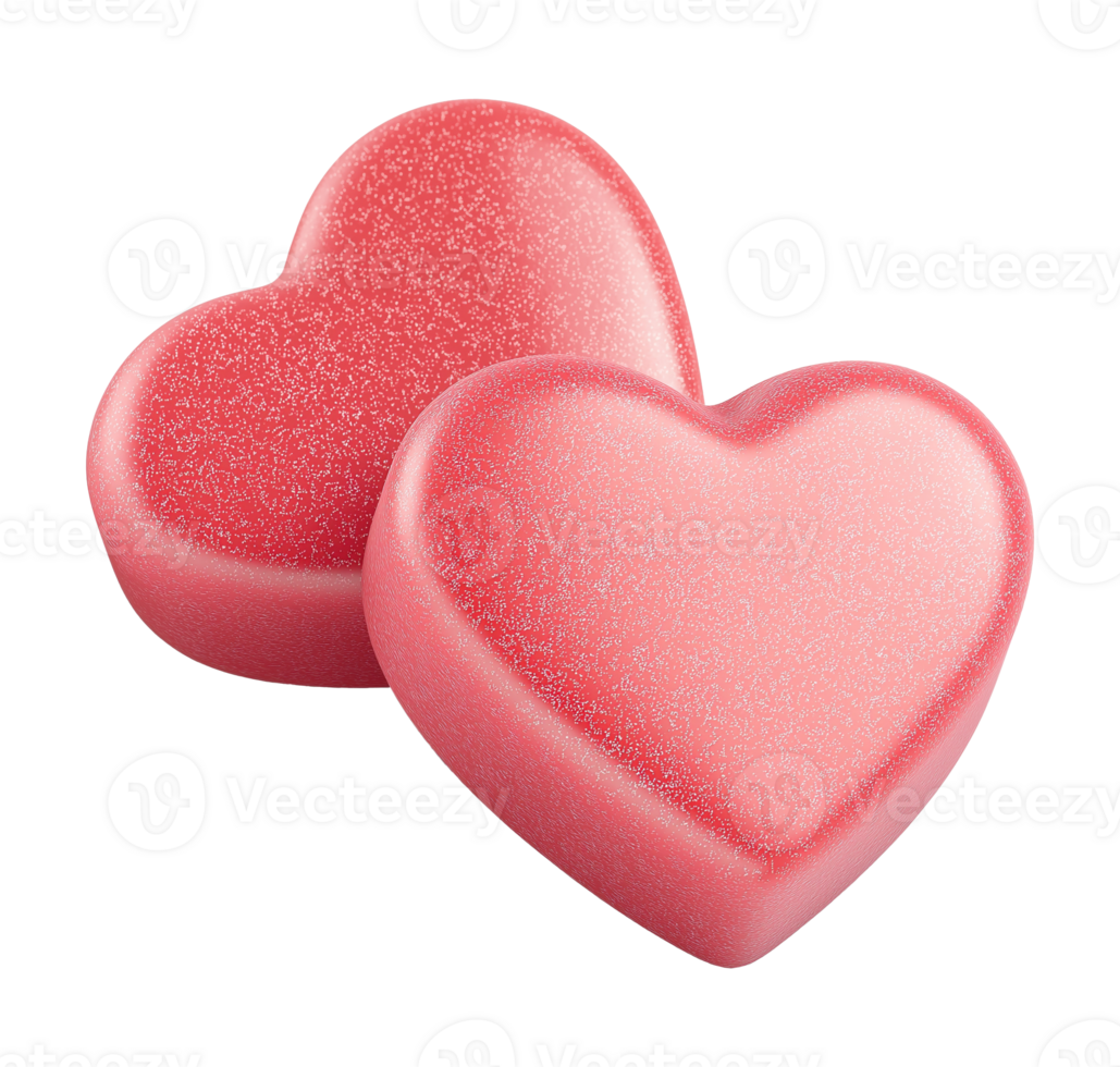 Glittery red heart soap bars image isolated transparent. Festive glamorous Valentines day cosmetics cut out . Heartshaped gift soapbars cutout element object photography png