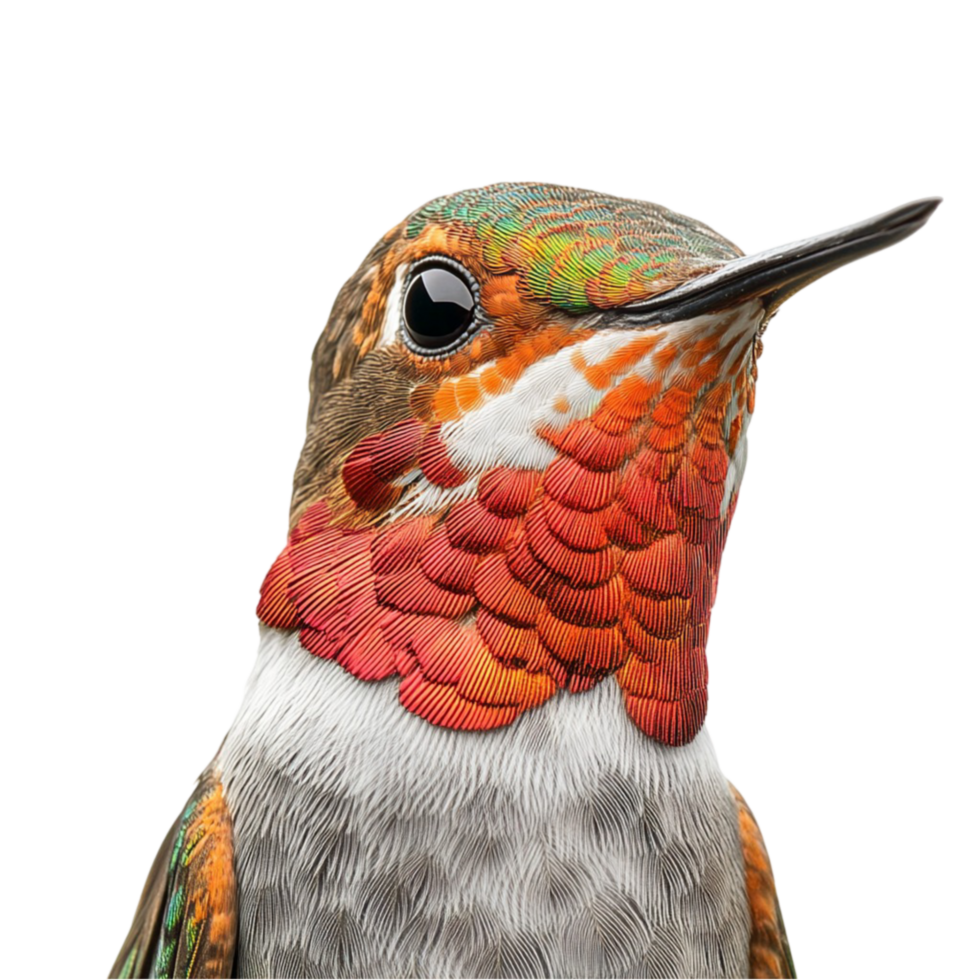 Orange and White Hummingbird in a Close-Up Portrait png