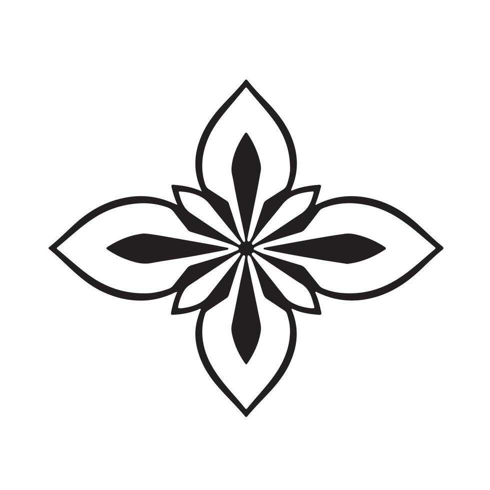 A cross black and white flower design vector
