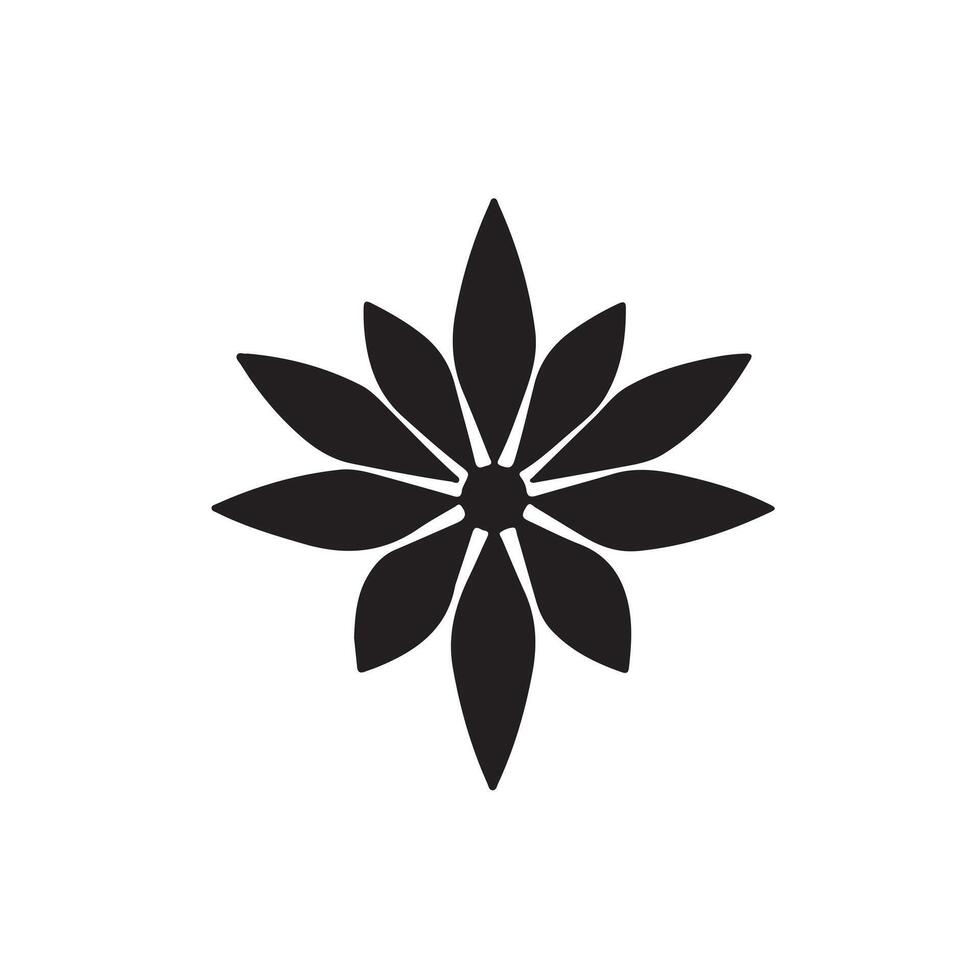 A flat shape black and white flower icon on a white background vector