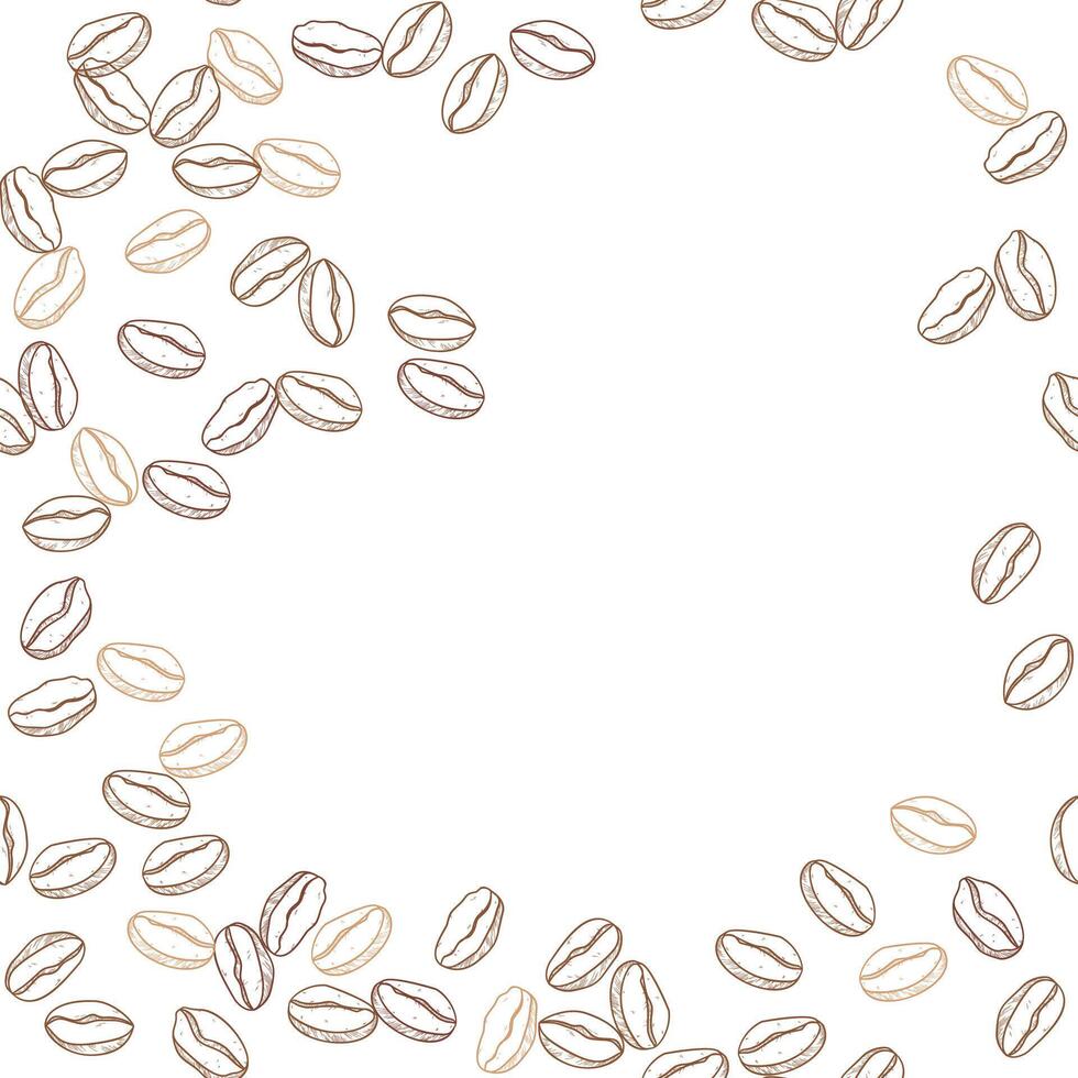 Coffee bean seamless pattern on white background. sketch of coffee beans. Hand drawn coffee beans with copy space for text. vector