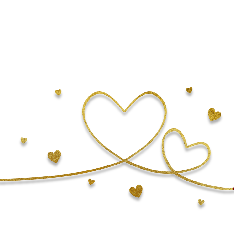 Golden Heart Line Art Elegant Valentines Day Design png