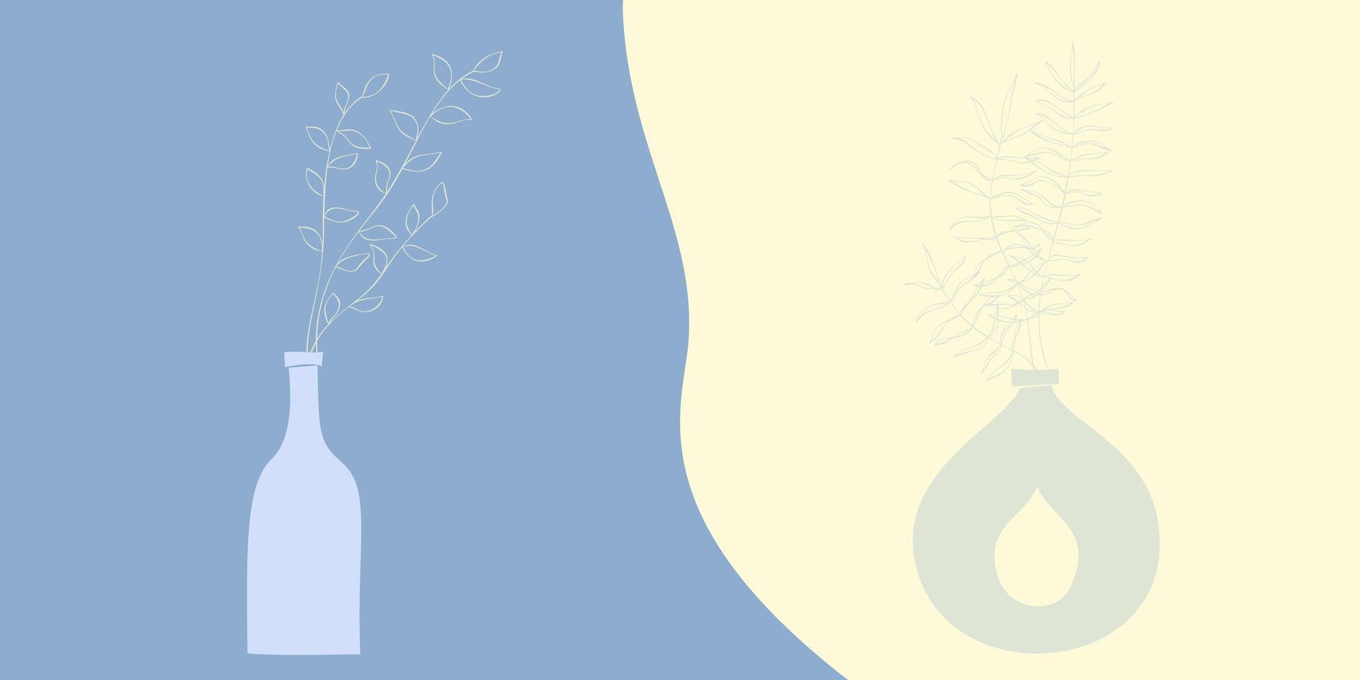Hand drawn various shapes and leaves doodle objects. Pastel colors. vector