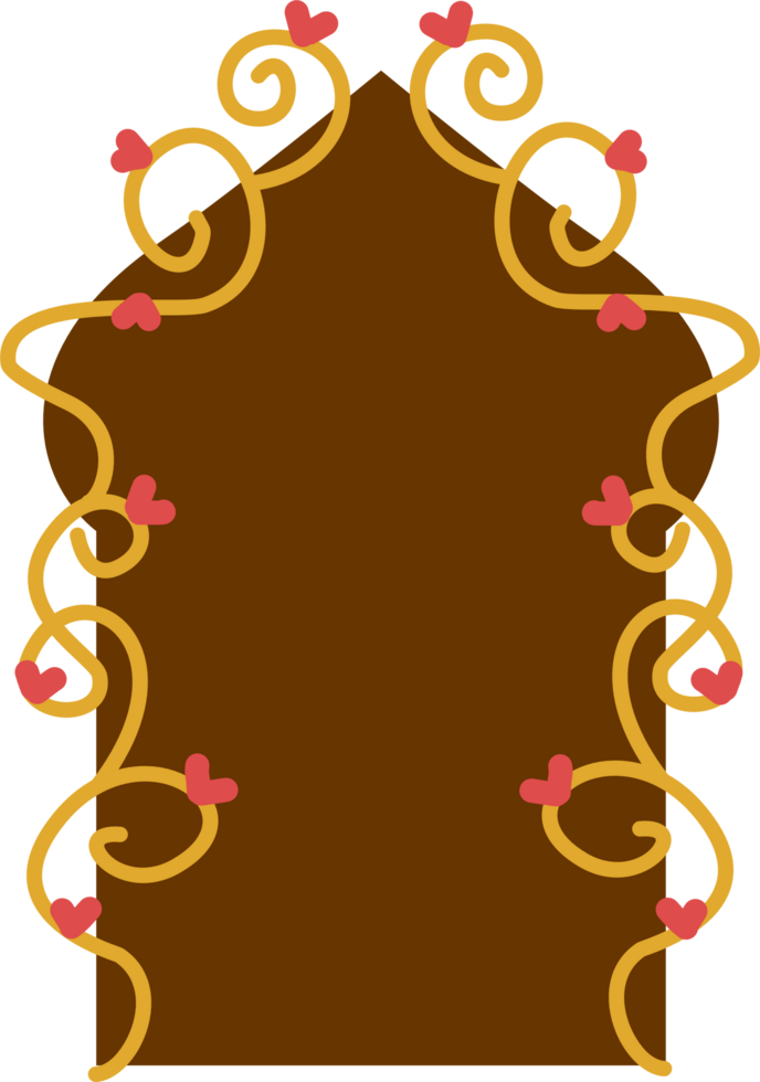 Golden frame with heart ornament png