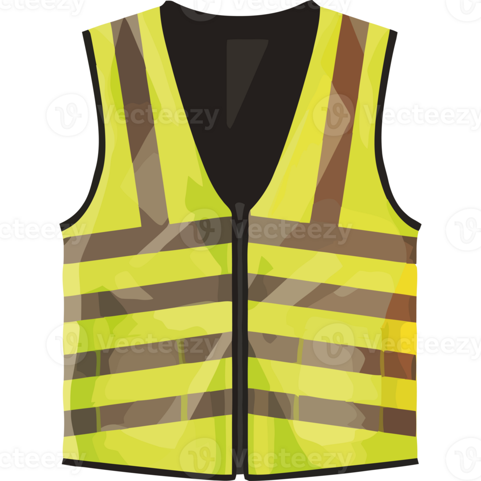 Safety vest for men, reflective neon icon isolated png