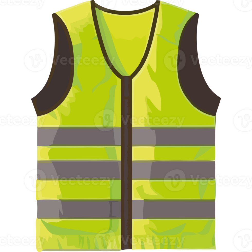 Yellow vest with reflective stripes icon isolated png