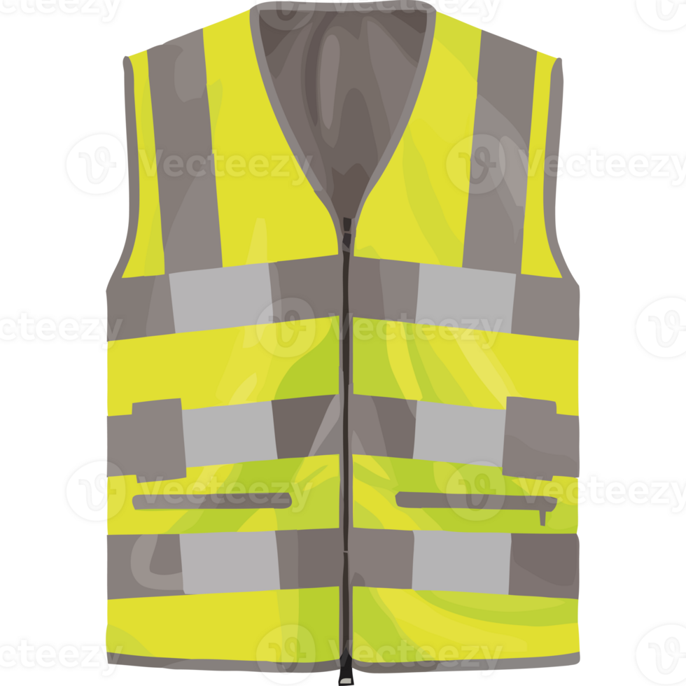 Yellow safety vest with reflective stripes icon isolated png