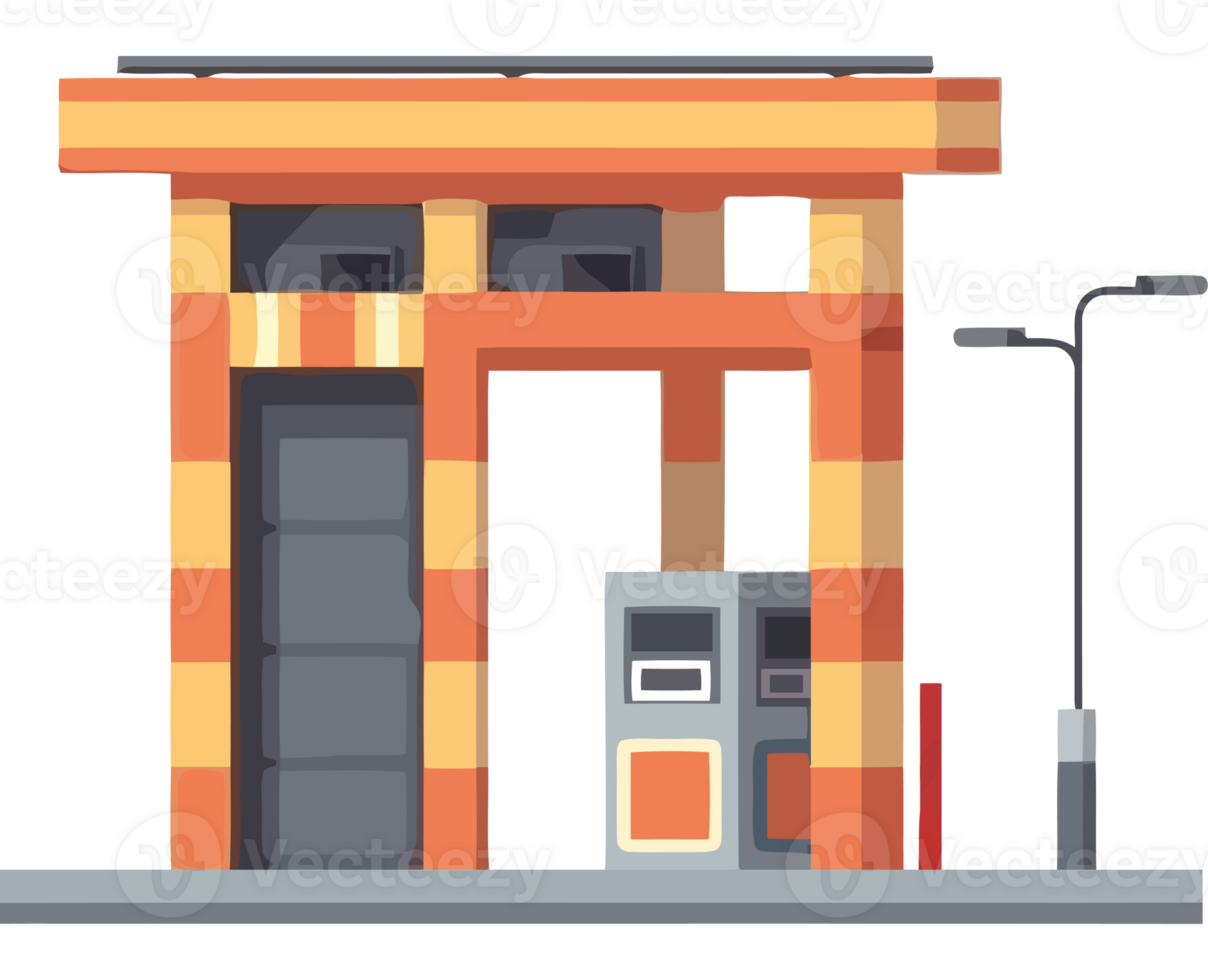 Modern station with lamp post icon isolated png