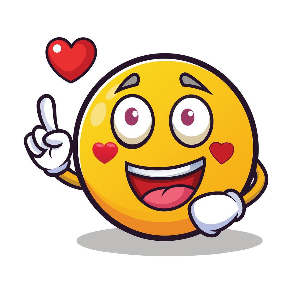 emoticon with heart and finger gesture vector