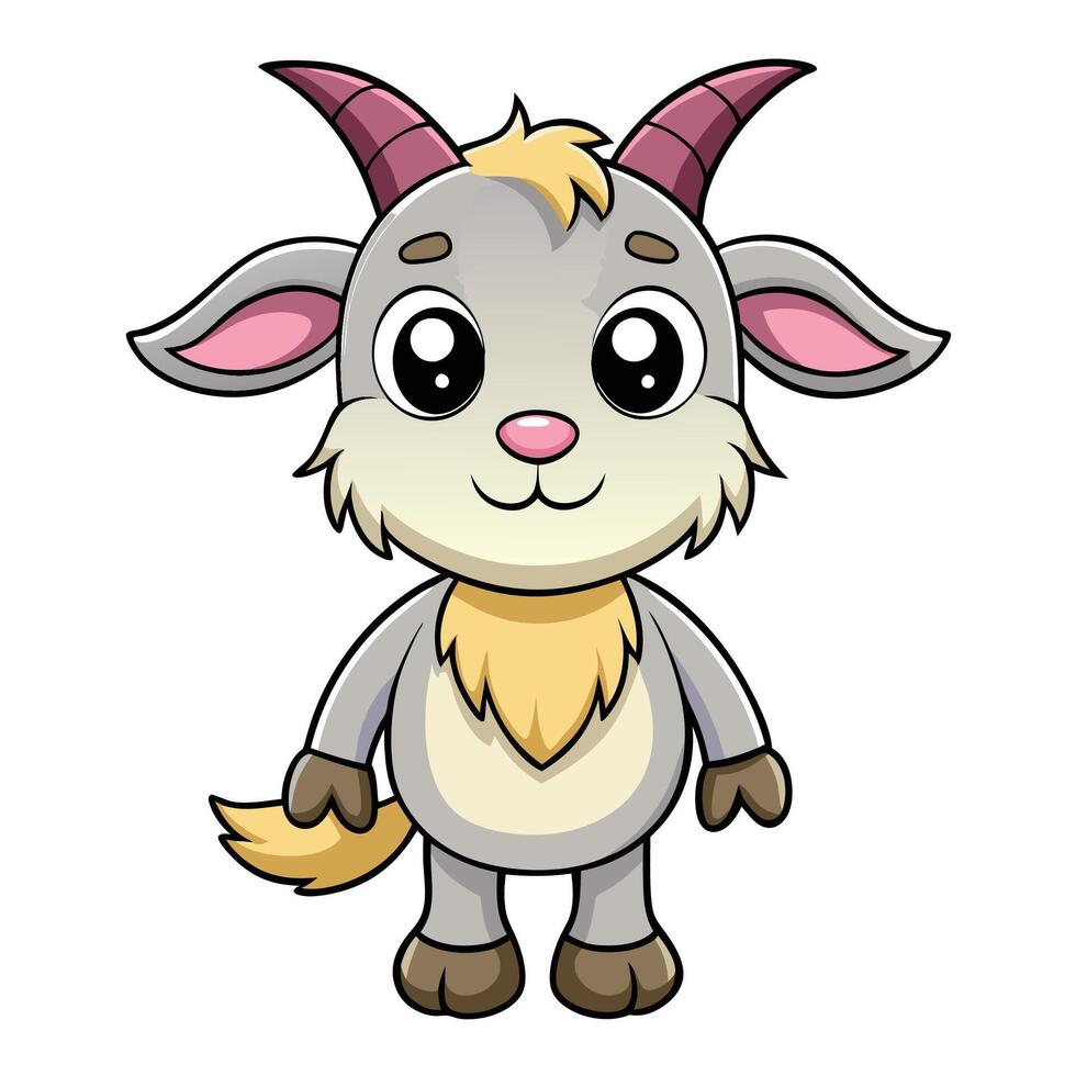 cartoon goat with horns and horns funny character on a white background vector