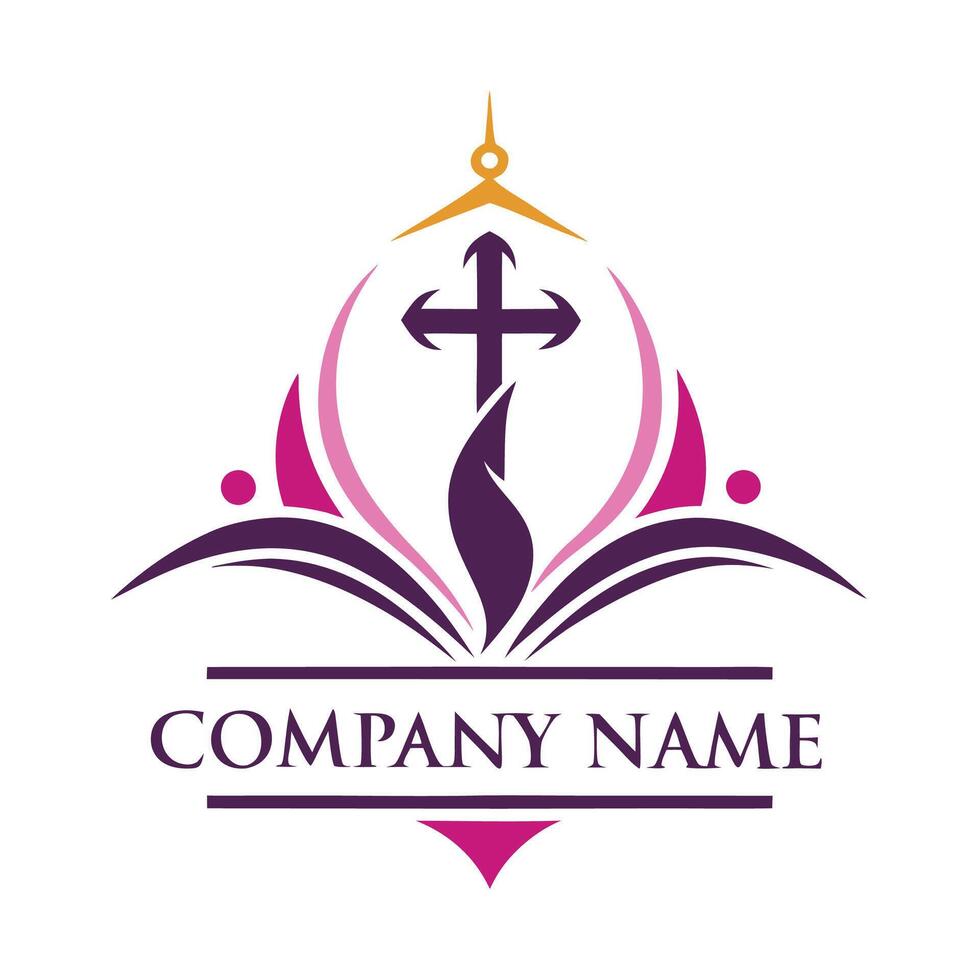 a cross and a bible logo design vector