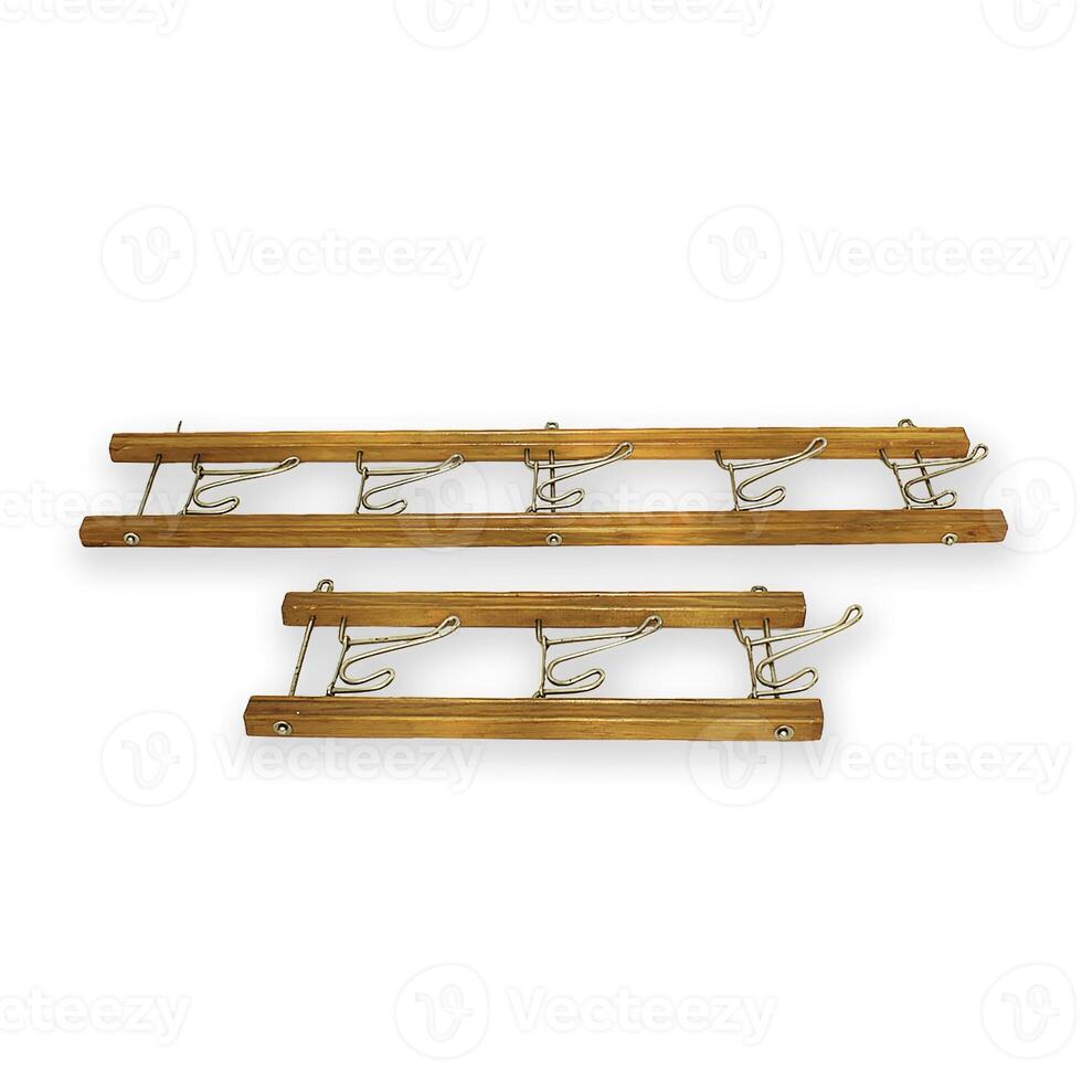 Hanging Wooden Racks Featuring Hooks for Organization and Compact Space Utilization photo