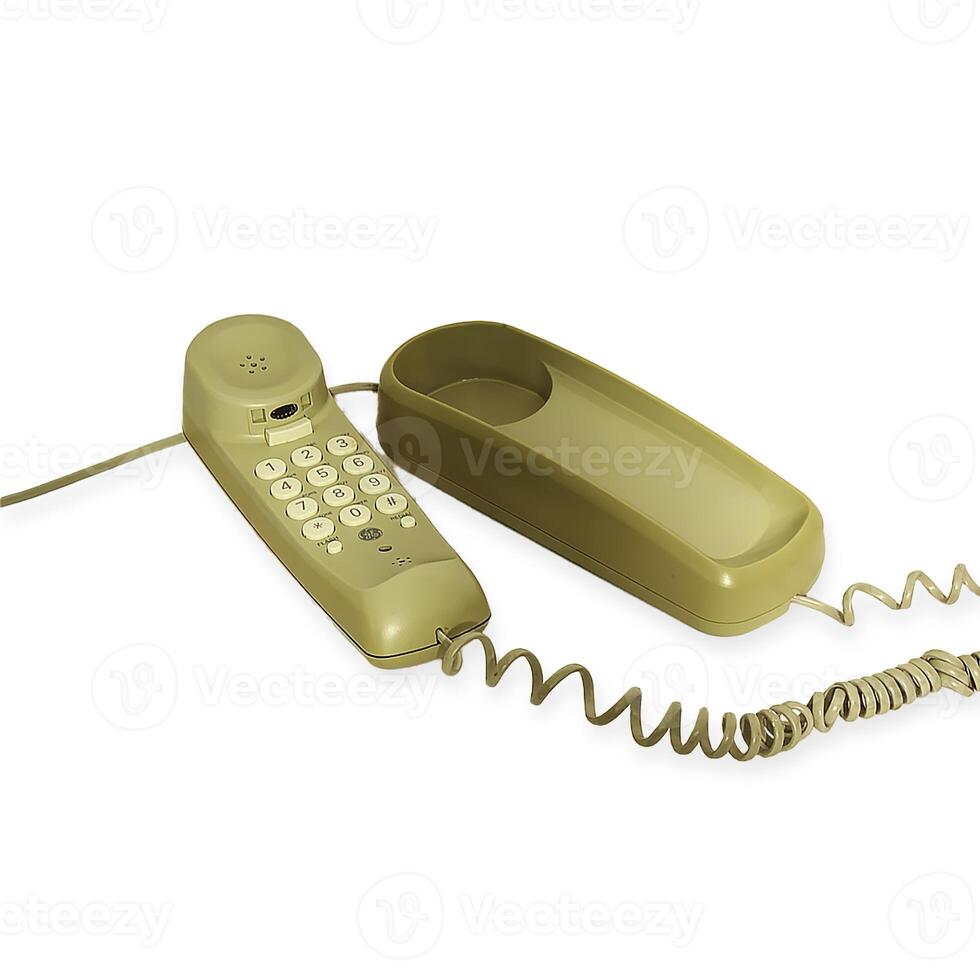 A beautifully designed Vintage Landline Phone featuring a Corded Handset in Olive Green photo