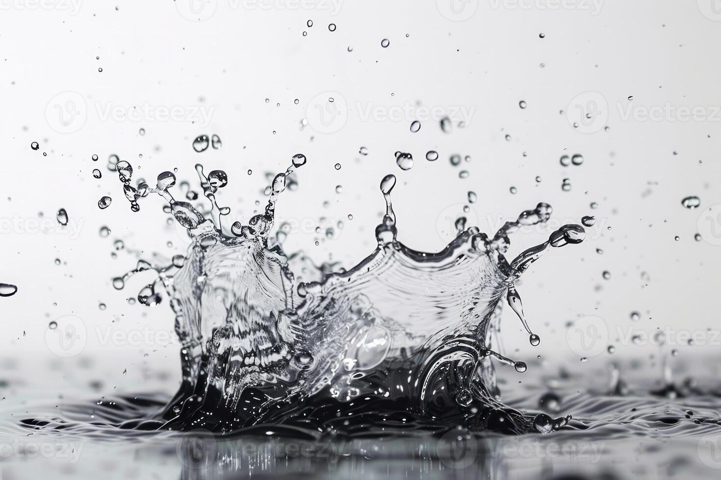 Water splash against white background. Neural network photo