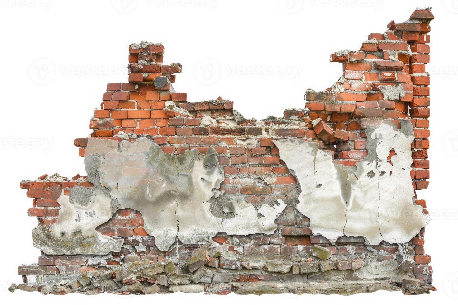 Empty Old Brick Wall Texture. Painted Distressed Wall Surface photo