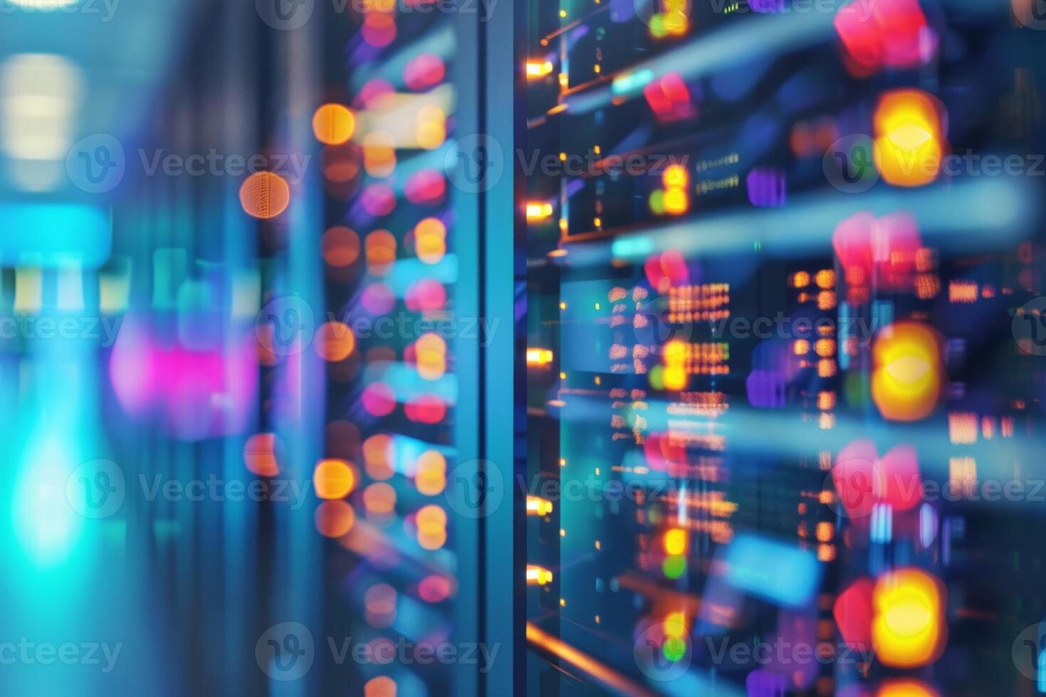 Server room, Data Center. Big Data Storage. cloud computing technology. Neural network photo