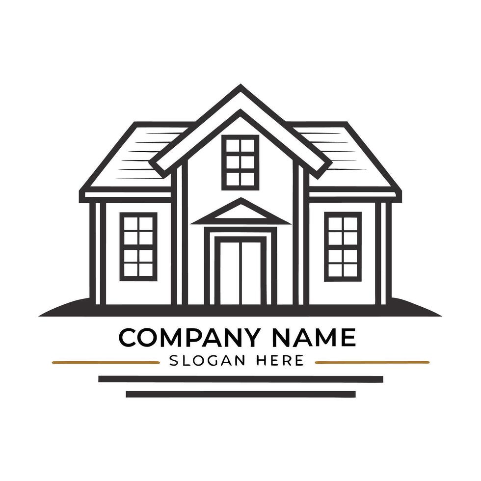 a house logo with a black white outline vector