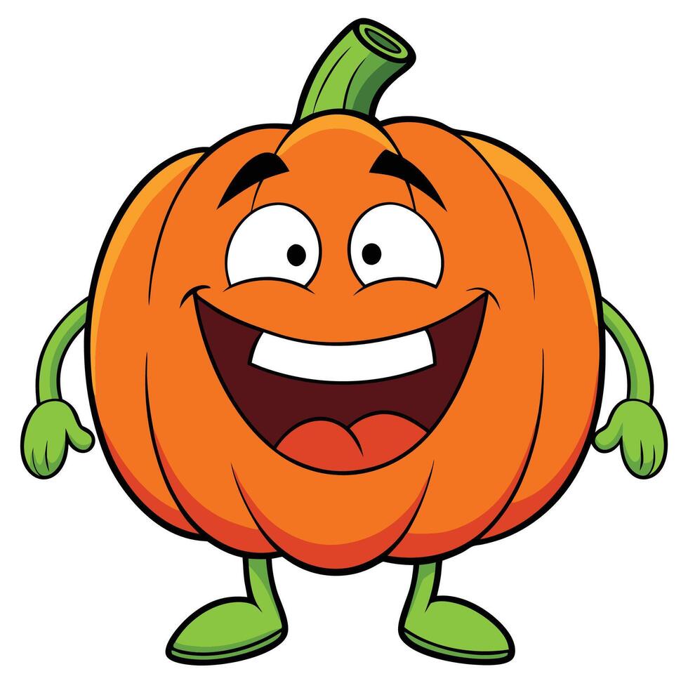 a cartoon pumpkin character with arms and legs, vector