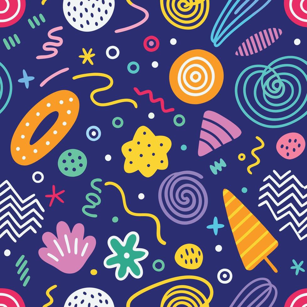 seamless pattern colorful shapes and shapes, vector