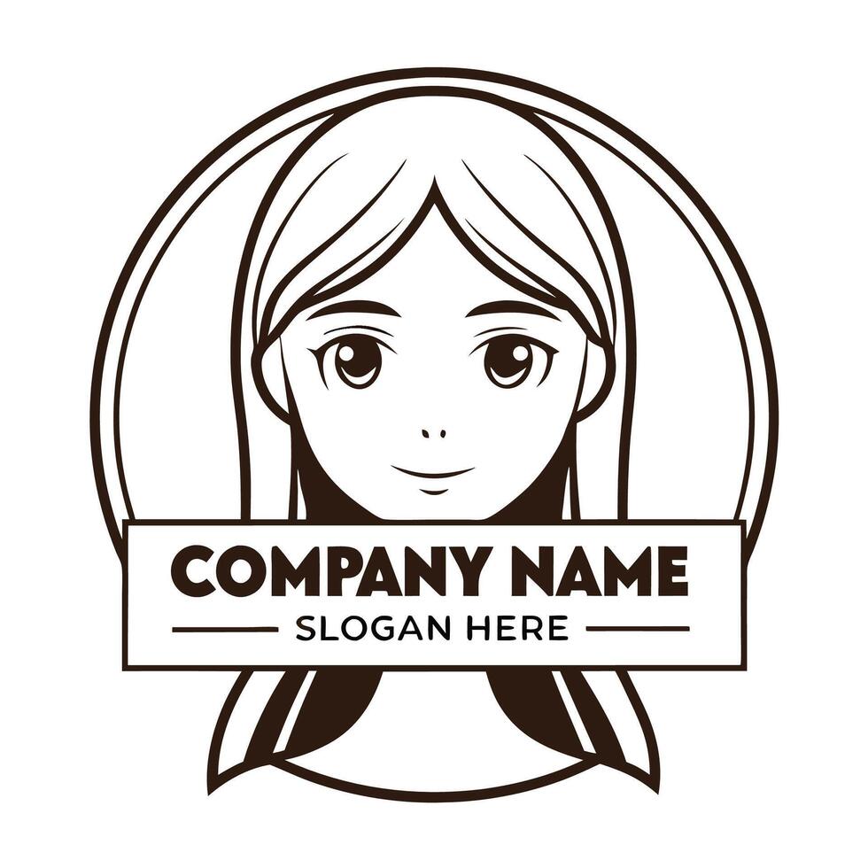 a girl logo with a black and white background vector
